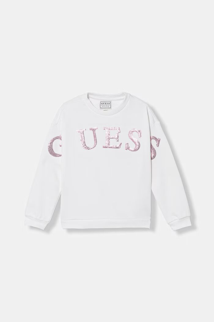 GUESS детски памучен суичър бяла K6RQ05 KAD74