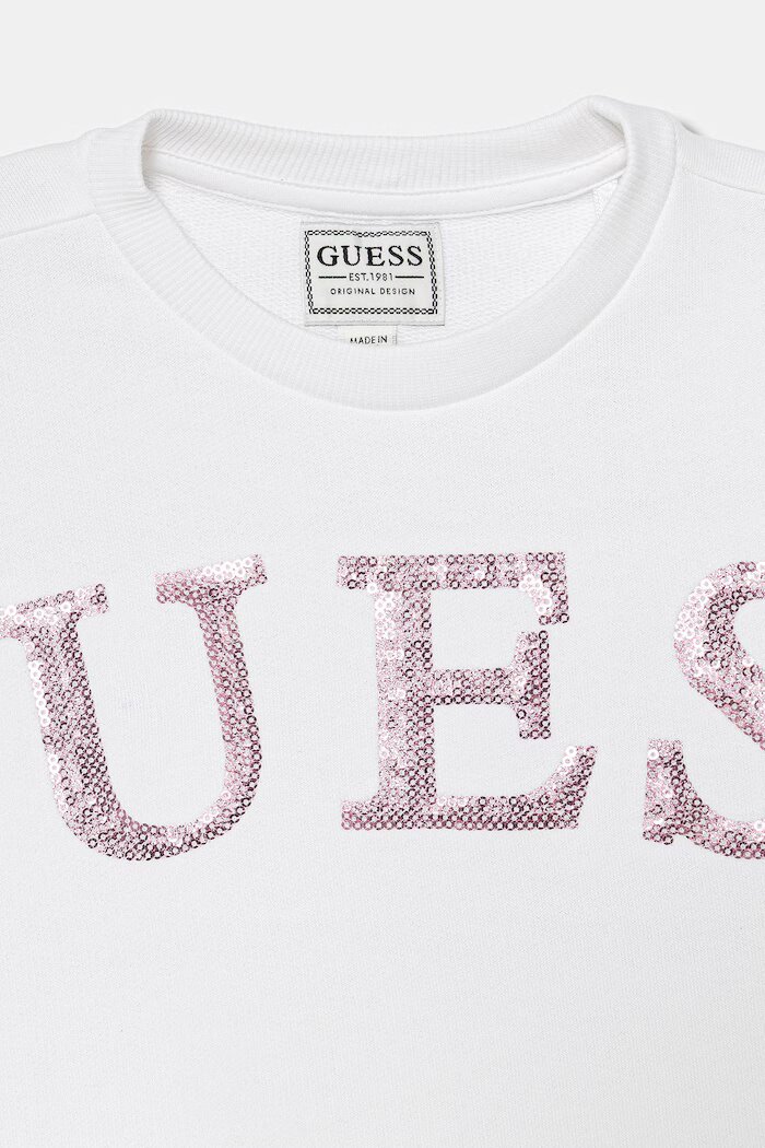 GUESS детски памучен суичър бяла K6RQ05 KAD74