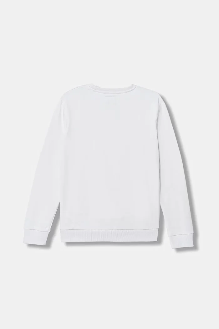 GUESS Детски памучен суичър в бяло с апликация L6RQ05 KAD74