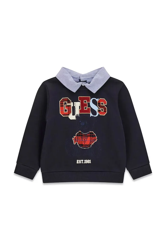 GUESS ежедневен комплект за деца с памук тъмносин N6BG01 K6105