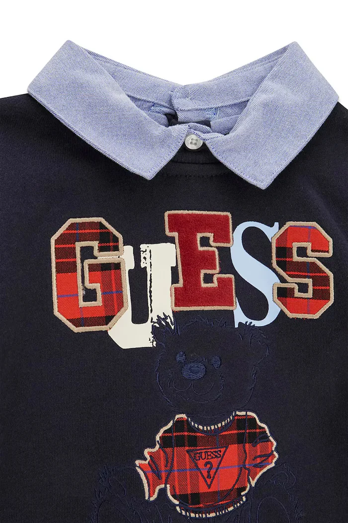 GUESS ежедневен комплект за деца с памук тъмносин N6BG01 K6105