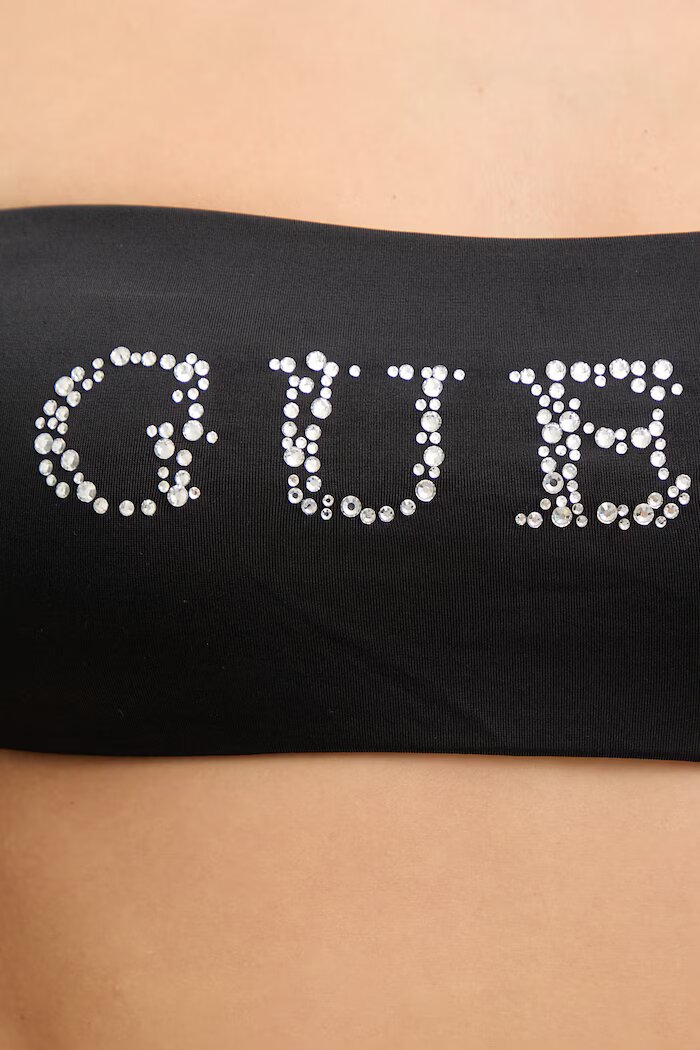 GUESS Горнище на бански VIOLET в черно с леко подплатени чашки E6GJ45 KF442