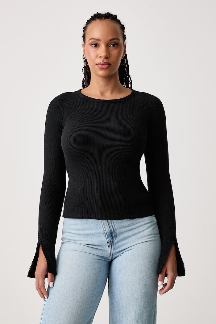 GUESS JEANS блуза с дълги ръкави дамска черна W6BP10 K5533