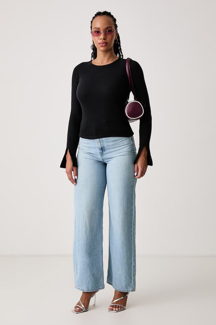 GUESS JEANS блуза с дълги ръкави дамска черна W6BP10 K5533