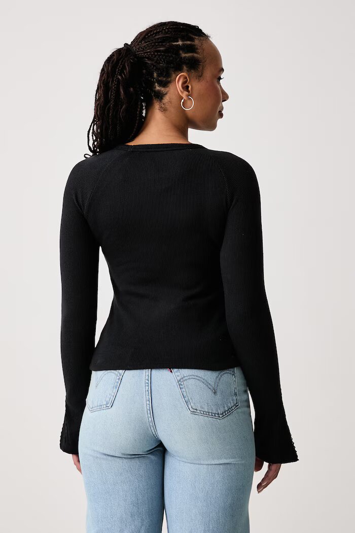 GUESS JEANS блуза с дълги ръкави дамска черна W6BP10 K5533