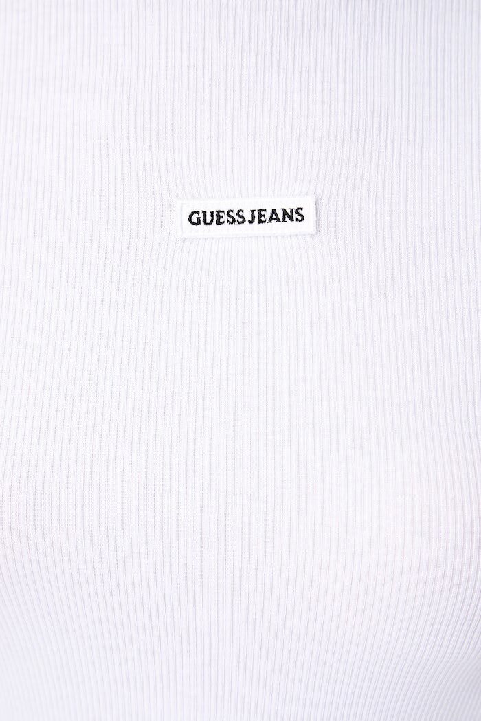GUESS JEANS блуза с дълги ръкави дамска от памук с еластан бяла W6BP06 K5471