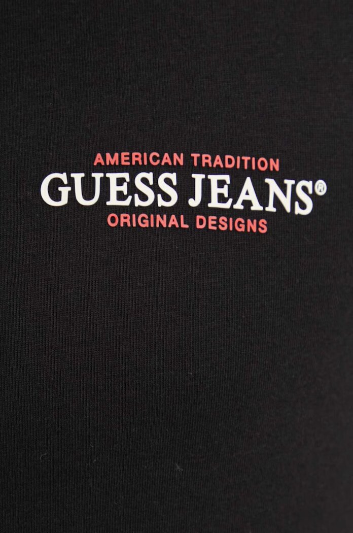 GUESS JEANS блуза с дълги ръкави мъжка от памук черна M4YI54 K8HM0