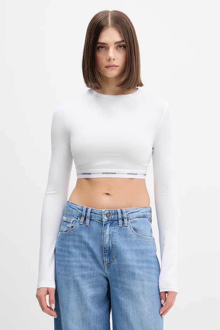GUESS JEANS Блуза с дълги ръкави в черно W5BZ09 KBBU1