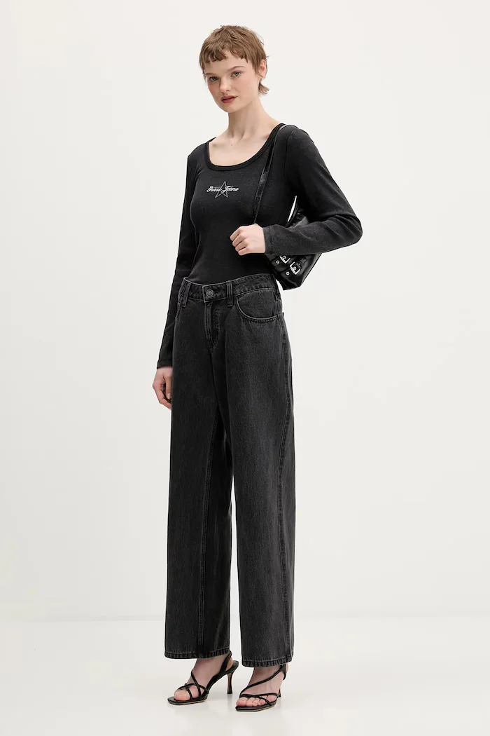 GUESS JEANS Блуза с дълги ръкави в черно W6RP24 KA0H1