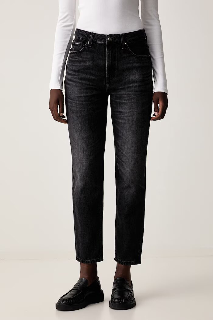 GUESS JEANS дънки mom fit дамски черни W6YA0D D1148