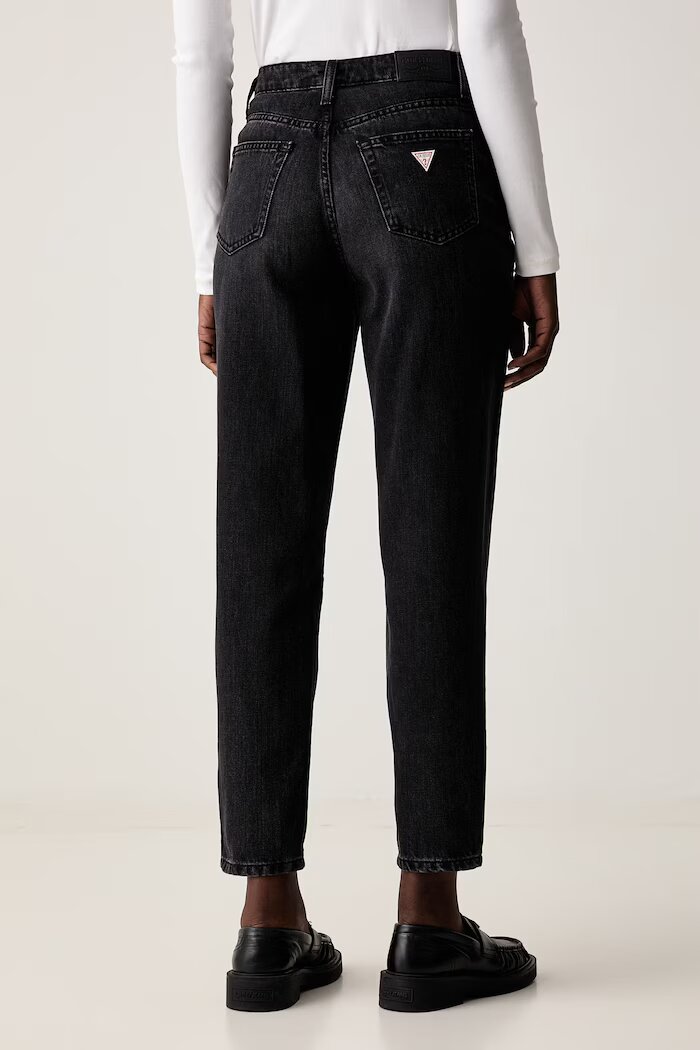 GUESS JEANS дънки mom fit дамски черни W6YA0D D1148