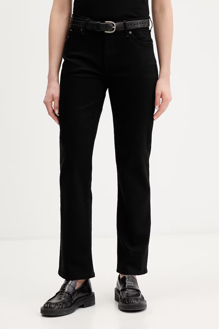 GUESS JEANS дънки straight дамски черни W5YA98 D6311