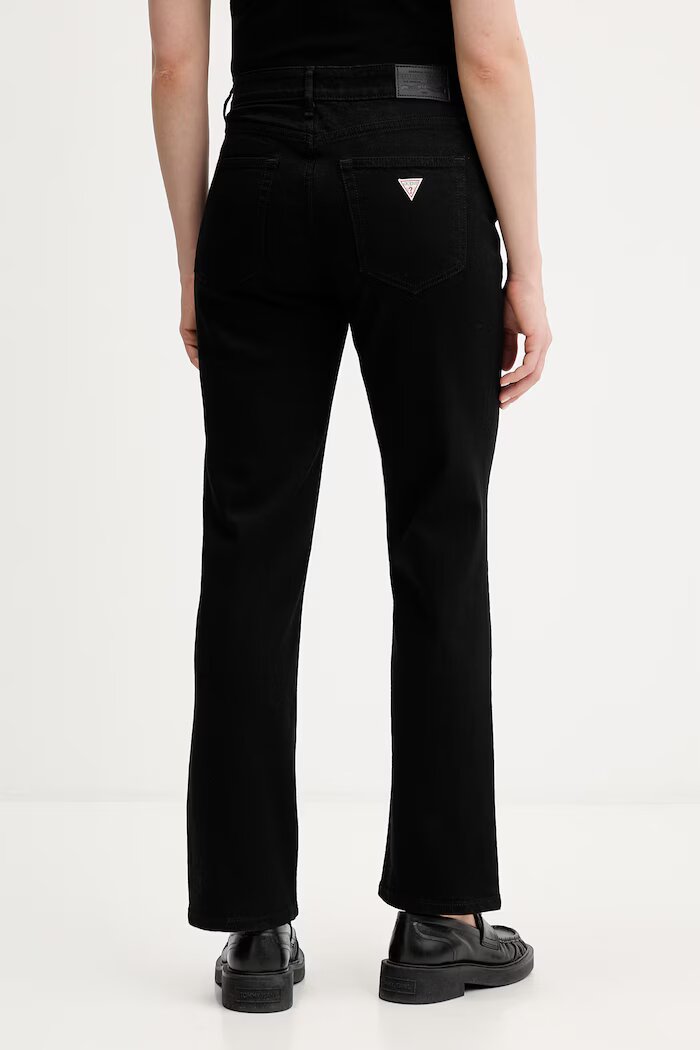 GUESS JEANS дънки straight дамски черни W5YA98 D6311
