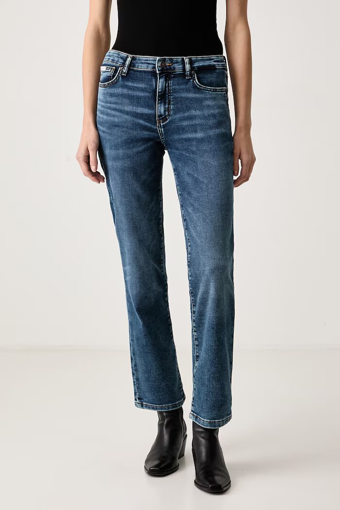 GUESS JEANS дънки straight дамски сини W6BA98 D1836