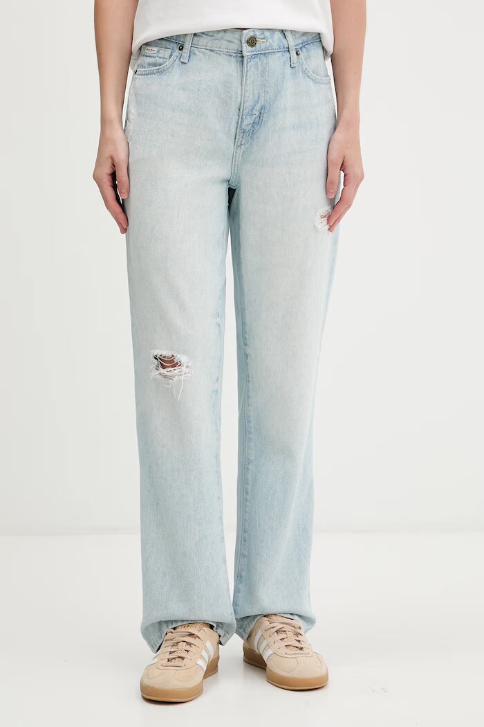GUESS JEANS дънки straight дамски сини W6GA98 D6533