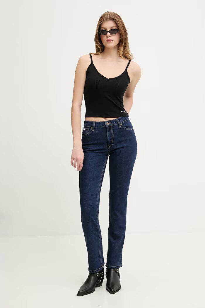 GUESS JEANS дънки straight дамски тъмносини W6RA98 D632B