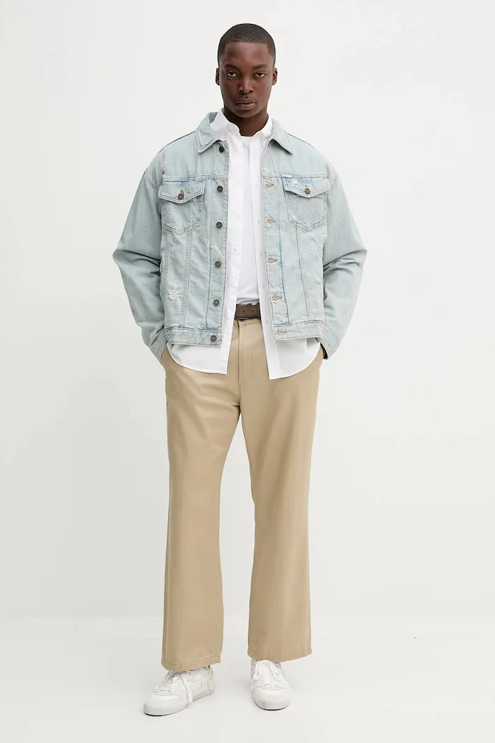 GUESS JEANS Дънково яке в синьо преходен модел с уголемена кройка M5YN38 D5M5A