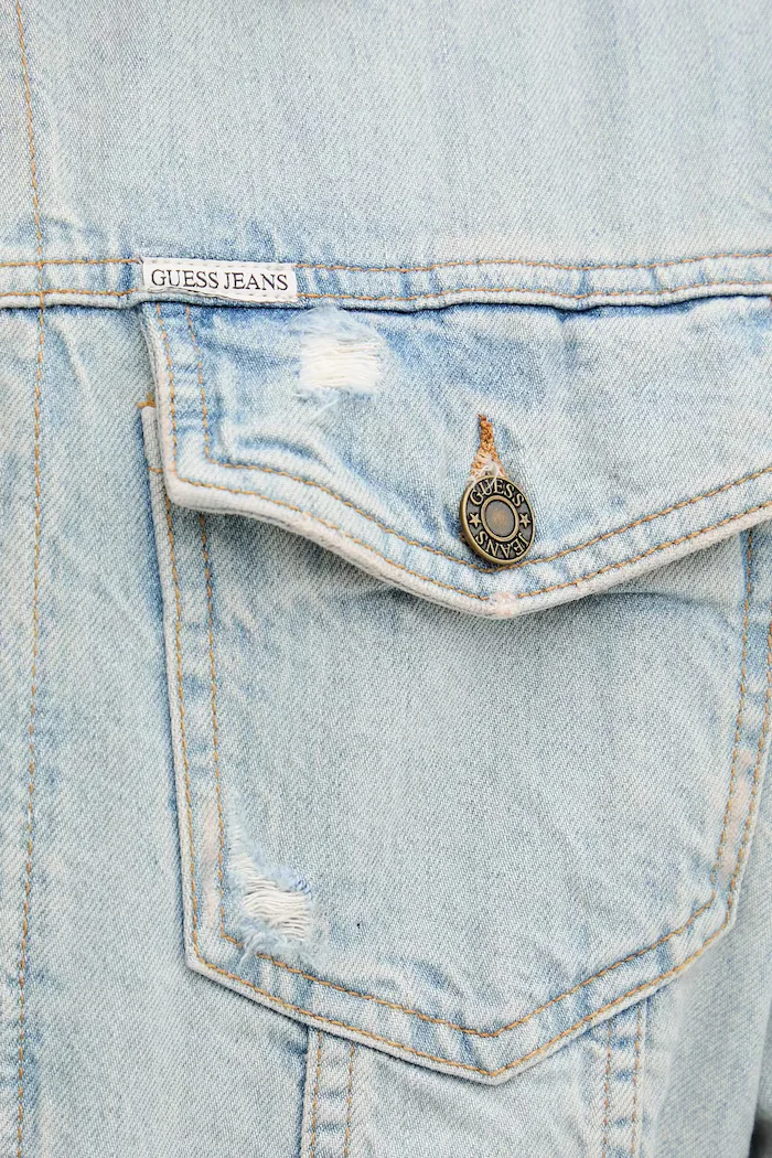 GUESS JEANS Дънково яке в синьо преходен модел с уголемена кройка M5YN38 D5M5A