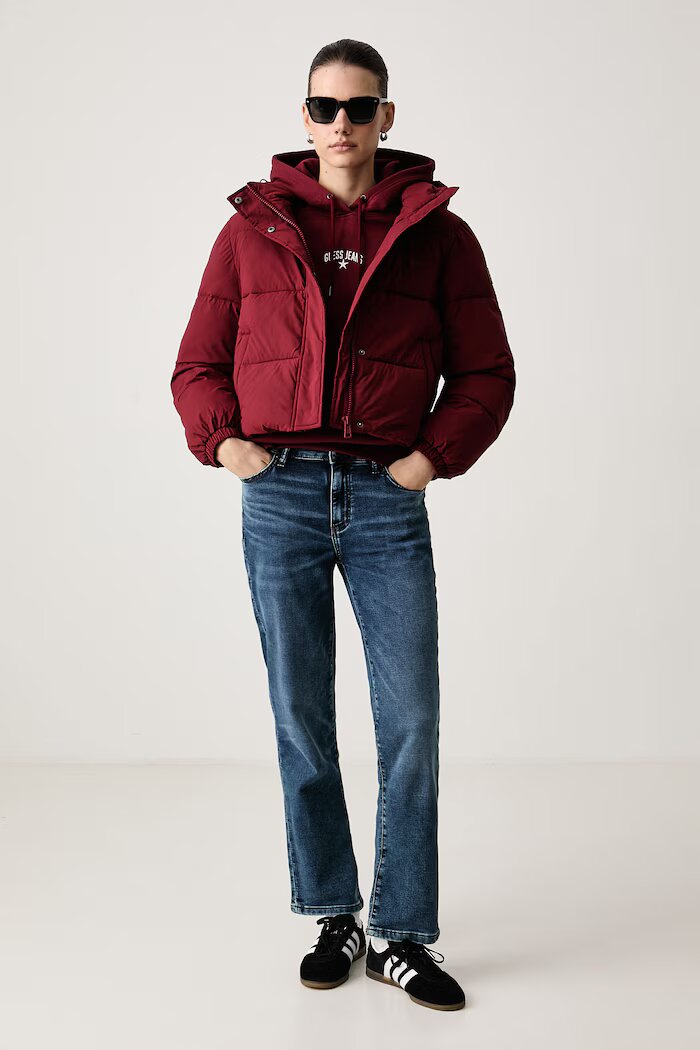 GUESS JEANS капитонирано яке дамско бордо W6BL25 W3788