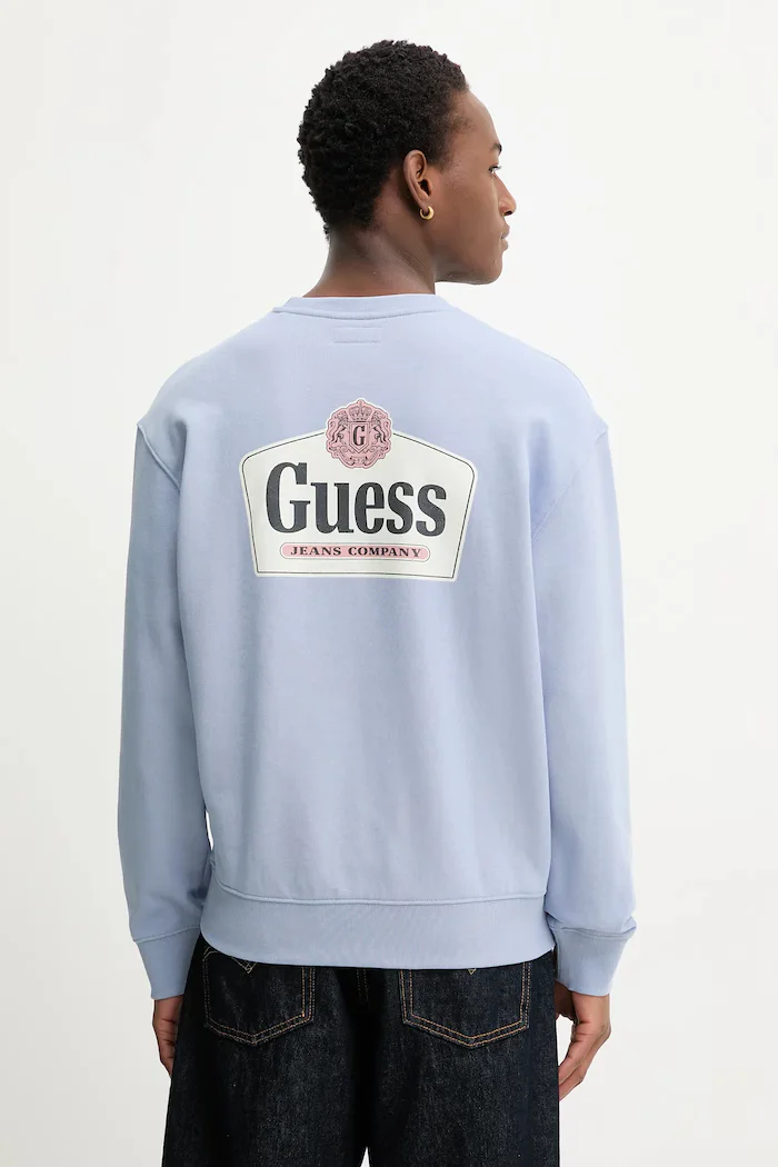 GUESS JEANS Памучен суичър мъжки в синьо с принт M6RQ21 KCPR1
