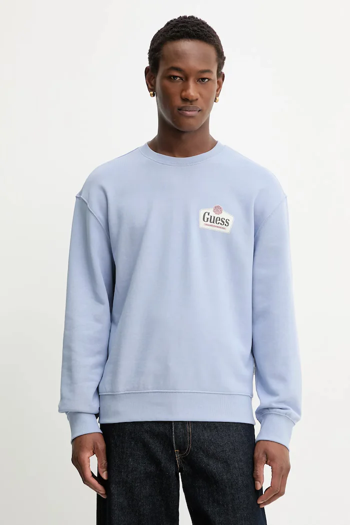 GUESS JEANS Памучен суичър мъжки в синьо с принт M6RQ21 KCPR1
