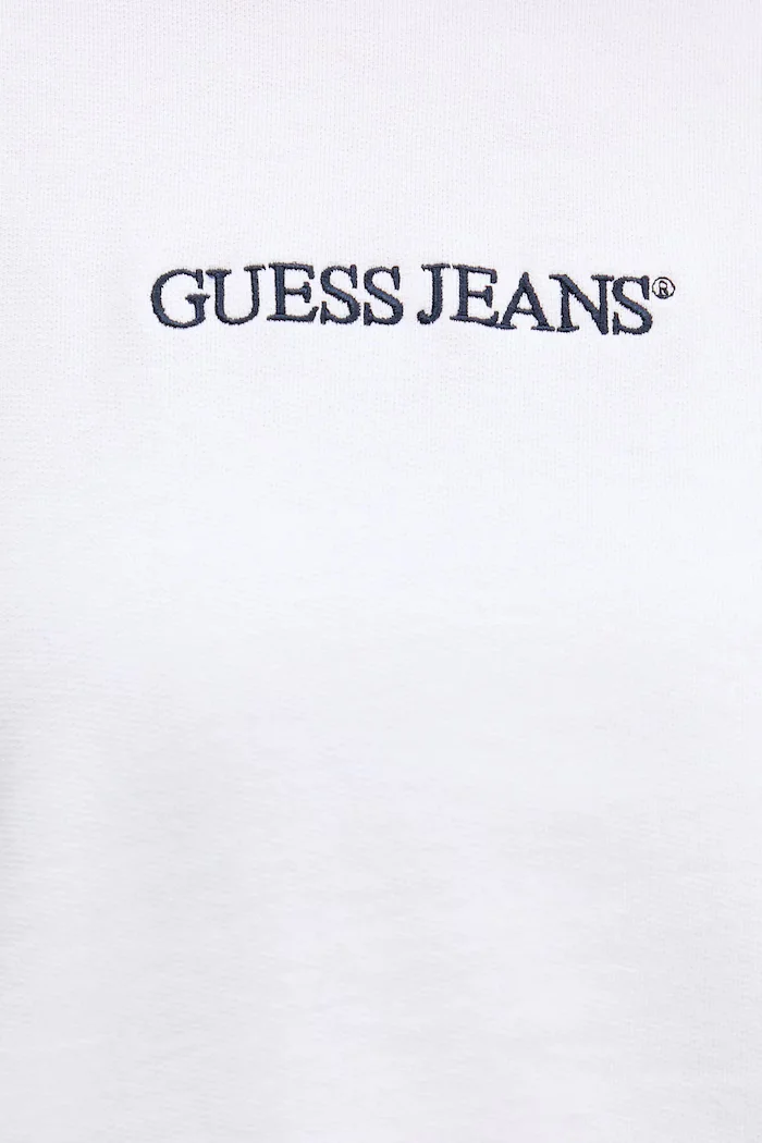GUESS JEANS Памучен суичър в бяло с апликация W6RQ30 K68I4