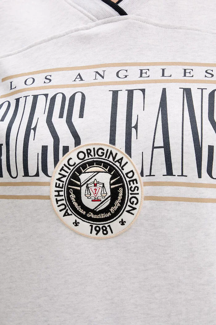 GUESS JEANS Памучен суичър в сиво с принт W6RQ09 K68I4
