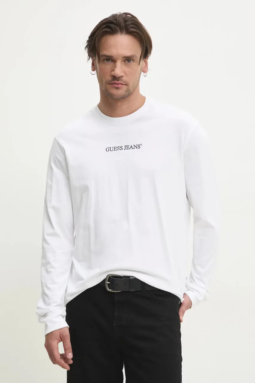 GUESS JEANS Памучна блуза с дълги ръкави