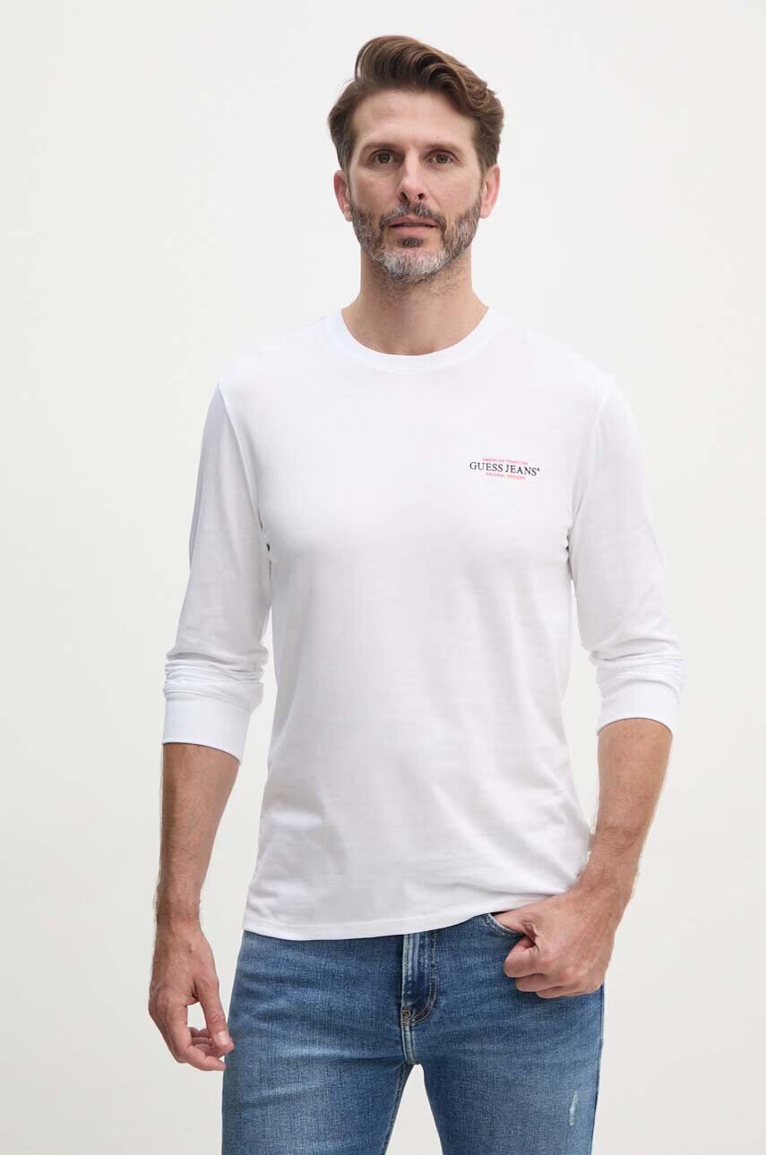 GUESS JEANS Памучна блуза с дълги ръкави