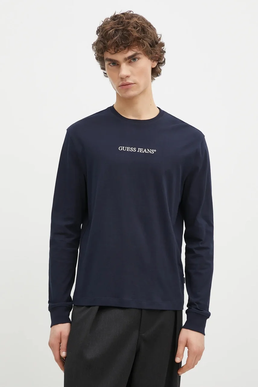 GUESS JEANS Памучна блуза с дълги ръкави