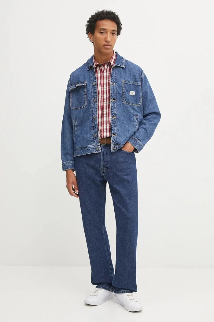 GUESS JEANS Памучна риза в бордо със стандартна кройка с класическа яка M5YH37 WH7Q1