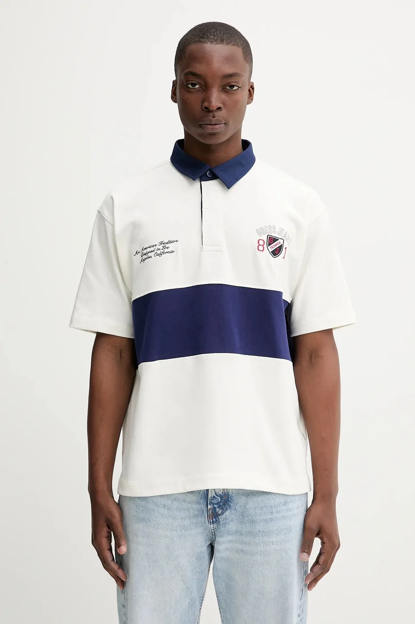 GUESS JEANS Памучна тениска с яка