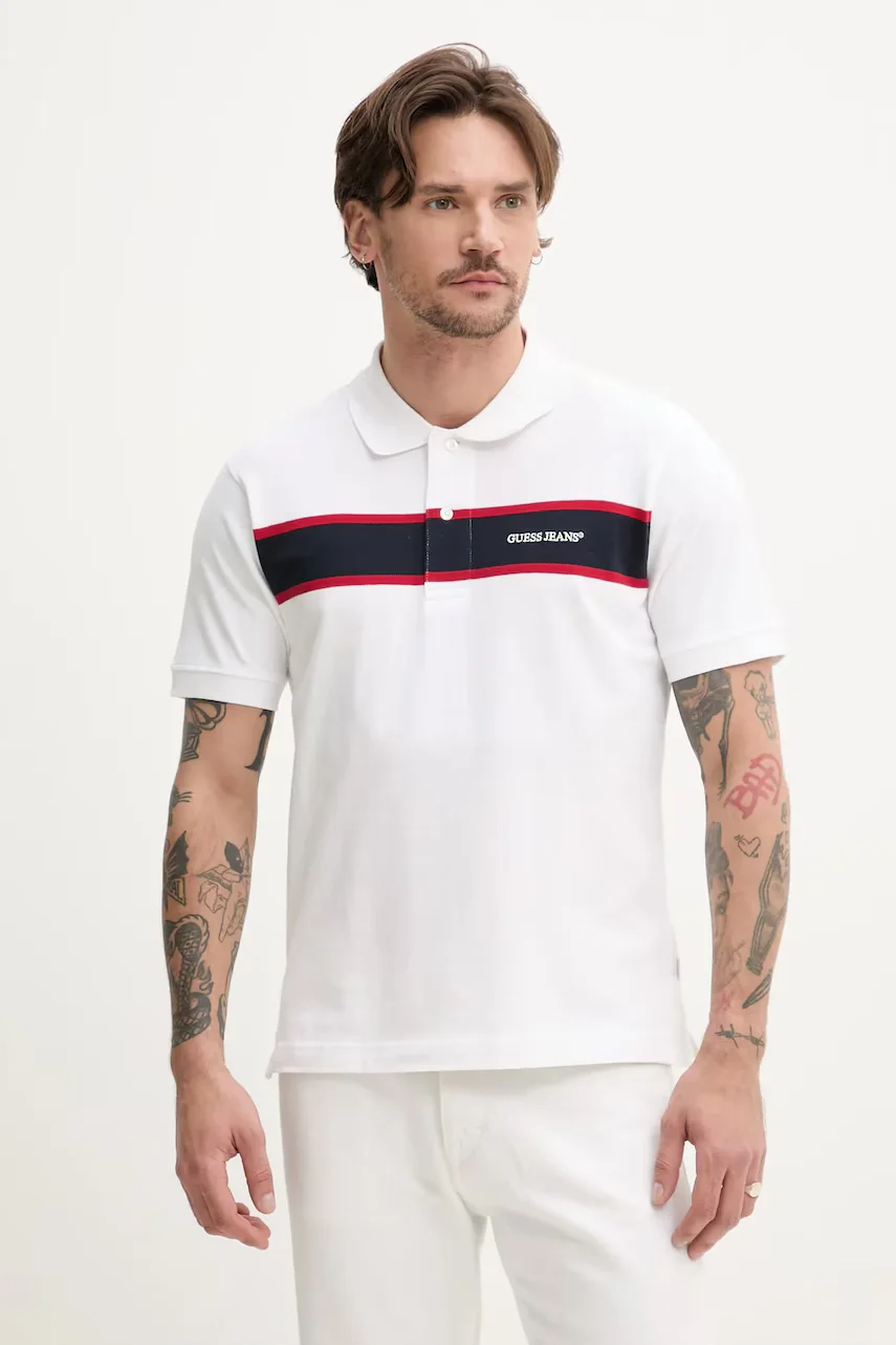 GUESS JEANS Памучна тениска с яка