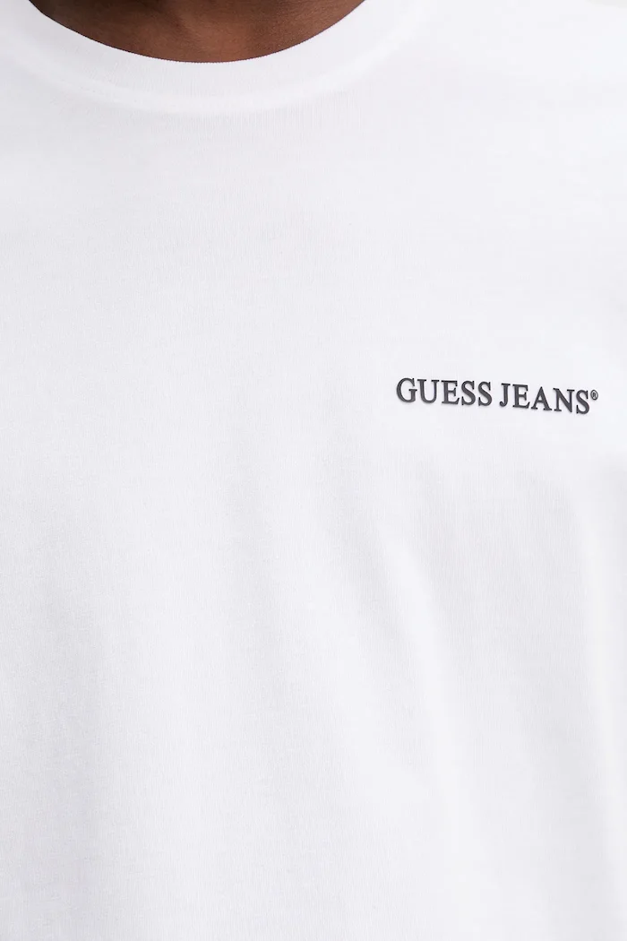 GUESS JEANS Памучна тениска в бяло с принт M5BI78 K8FQ4