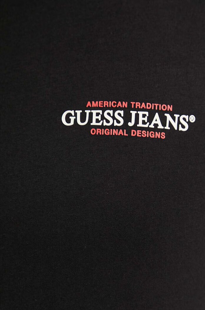GUESS JEANS Памучна тениска в черно с принт M4YI55 K8HM0