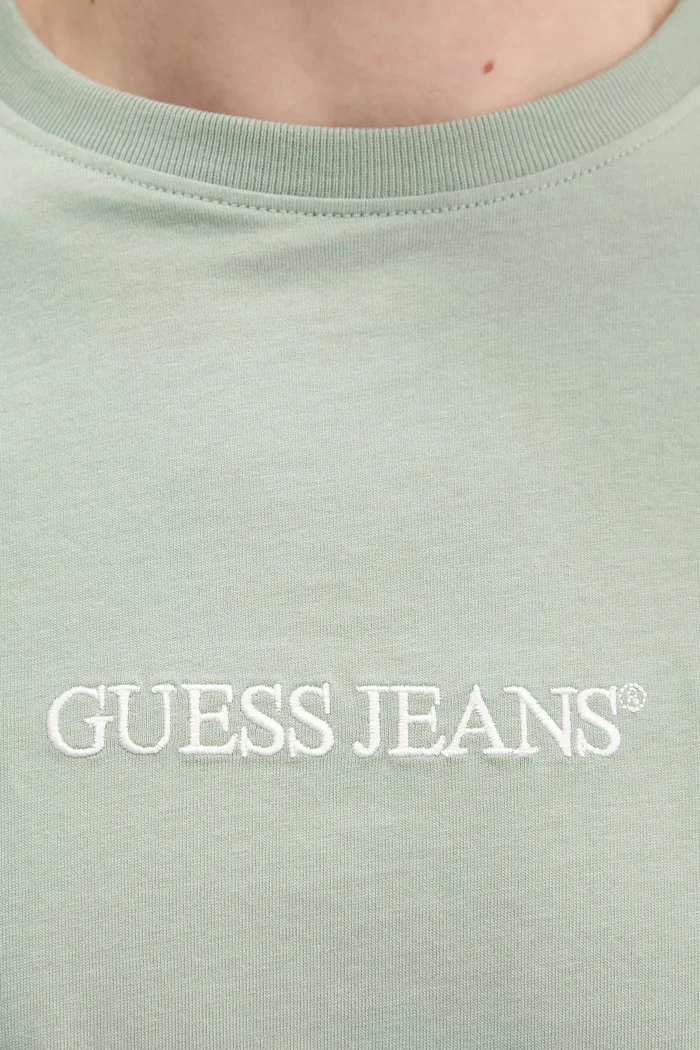 GUESS JEANS Памучна тениска в синьо с апликация M4YI52 K8HM0