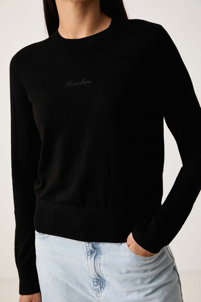 GUESS JEANS пуловер дамски с добавена вълна черен W6BR01 Z1244