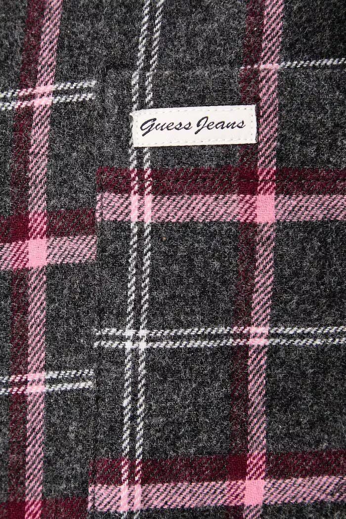 GUESS JEANS риза дамска от памук сива на каре W6BH22 W4712