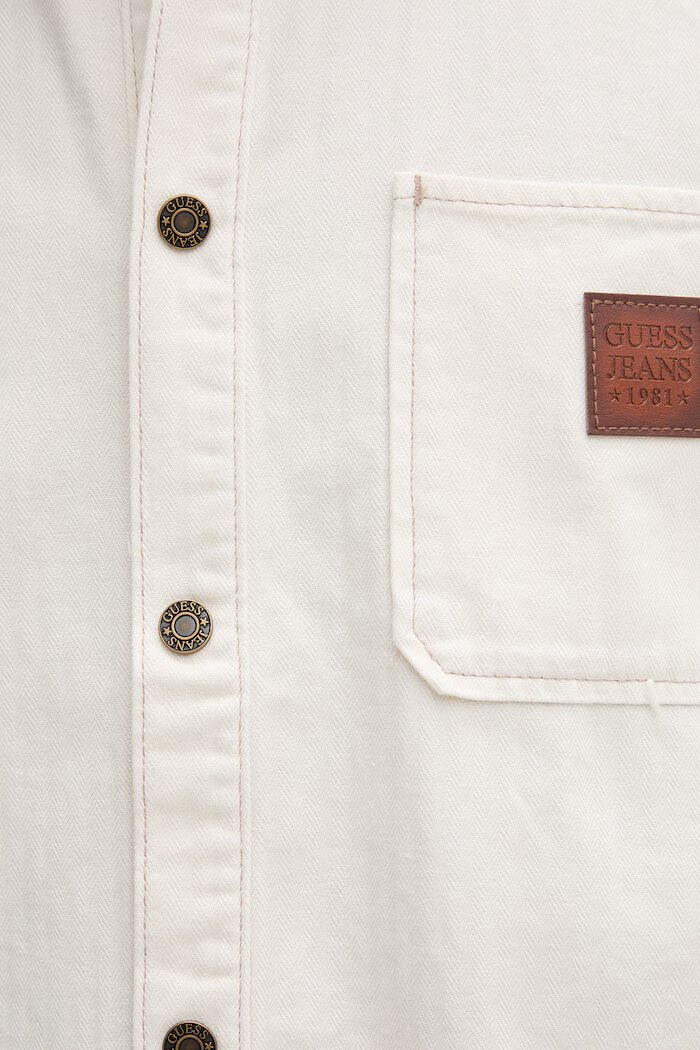 GUESS JEANS риза мъжка от деним бежова с изчистена шарка M6RH51 WJ871