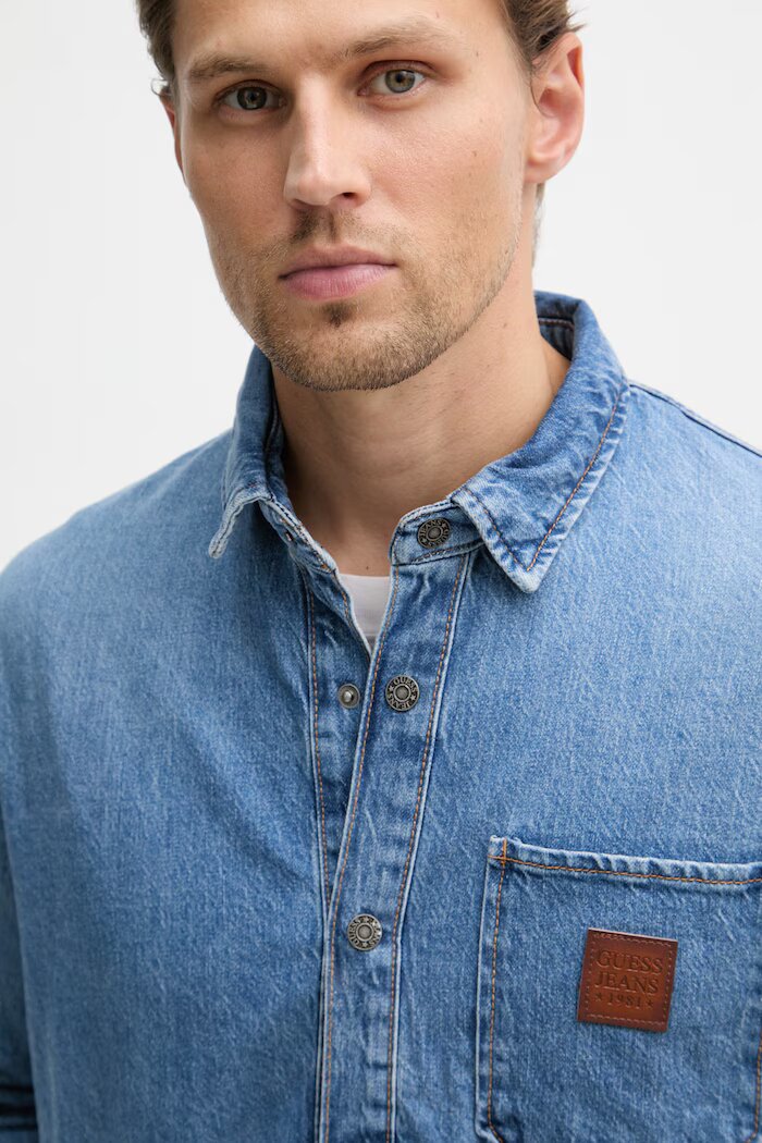 GUESS JEANS Риза мъжка от деним синя M6GH51 D5M5V
