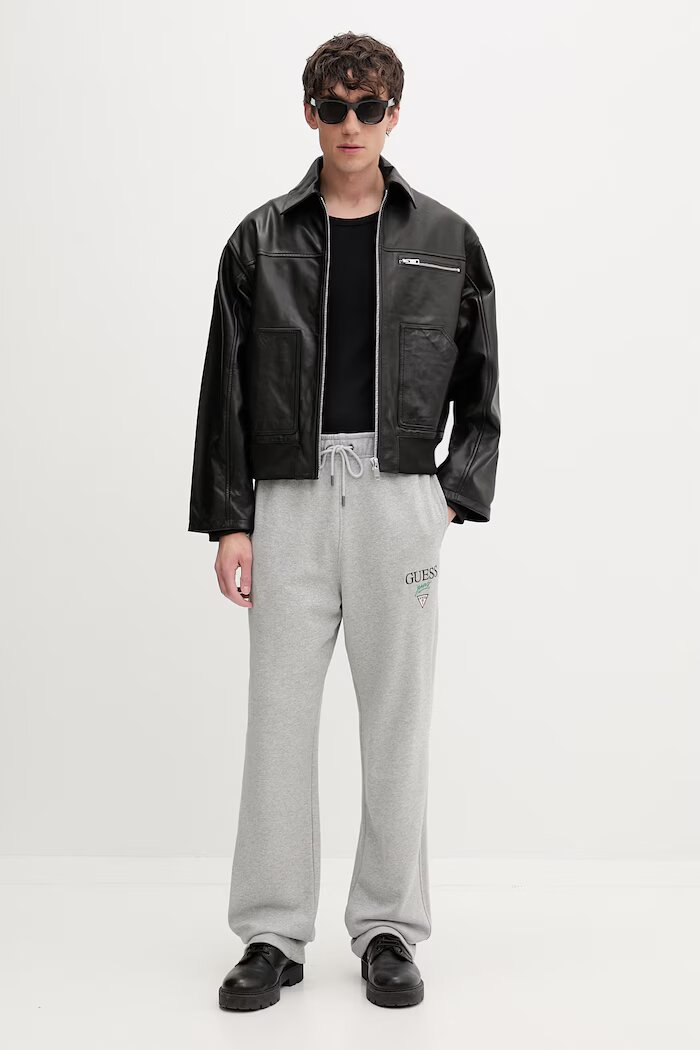 GUESS JEANS спортен панталон мъжки от памук сив M6YB15 K4842