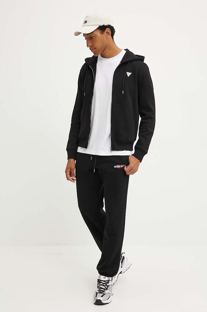 GUESS JEANS Спортен панталон в черно с изчистен дизайн M4YB18 K9V31