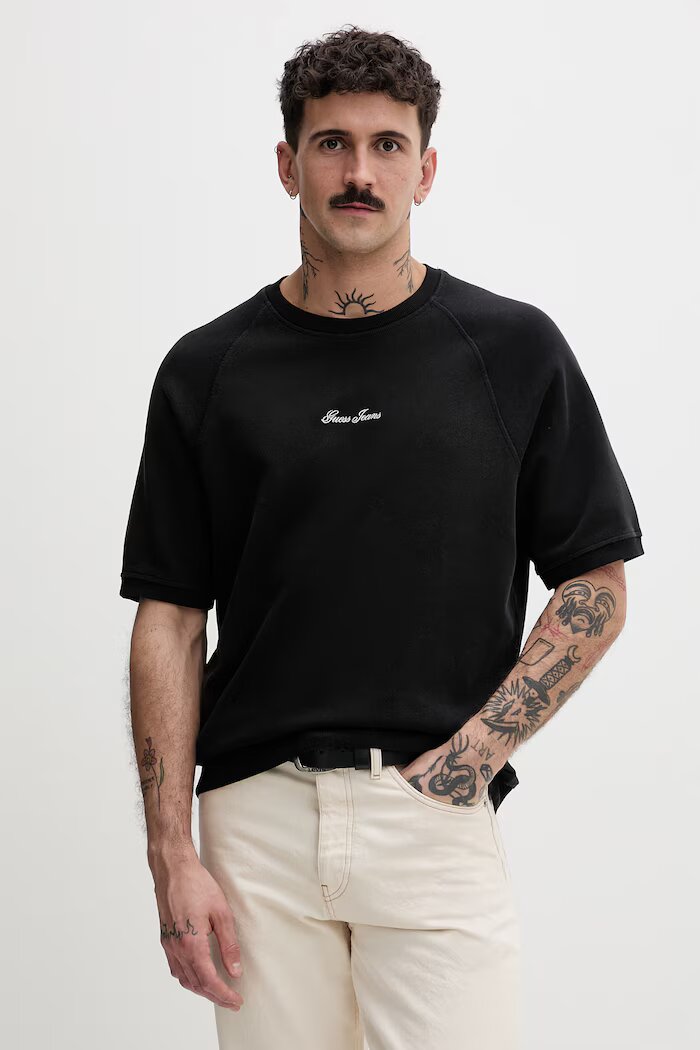 GUESS JEANS суичър мъжки от памук черен M6GQB2 KCPR1