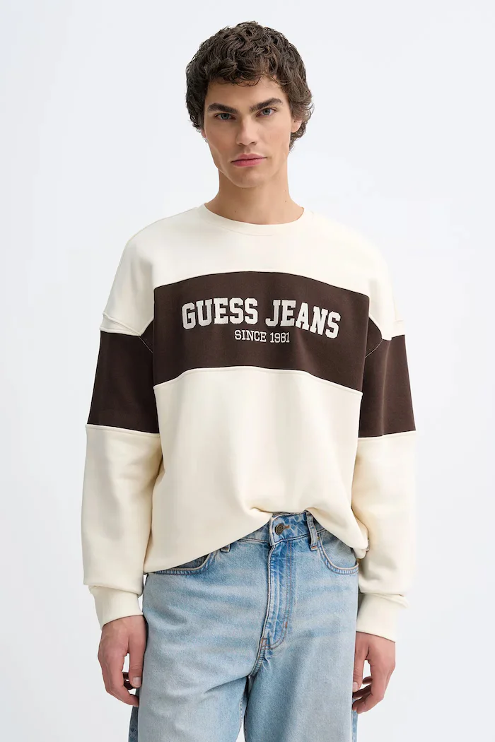GUESS JEANS Суичър мъжки в бяло с десен M4BQ39 K9V31