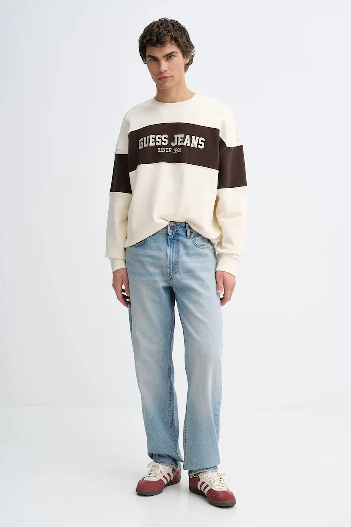 GUESS JEANS Суичър мъжки в бяло с десен M4BQ39 K9V31