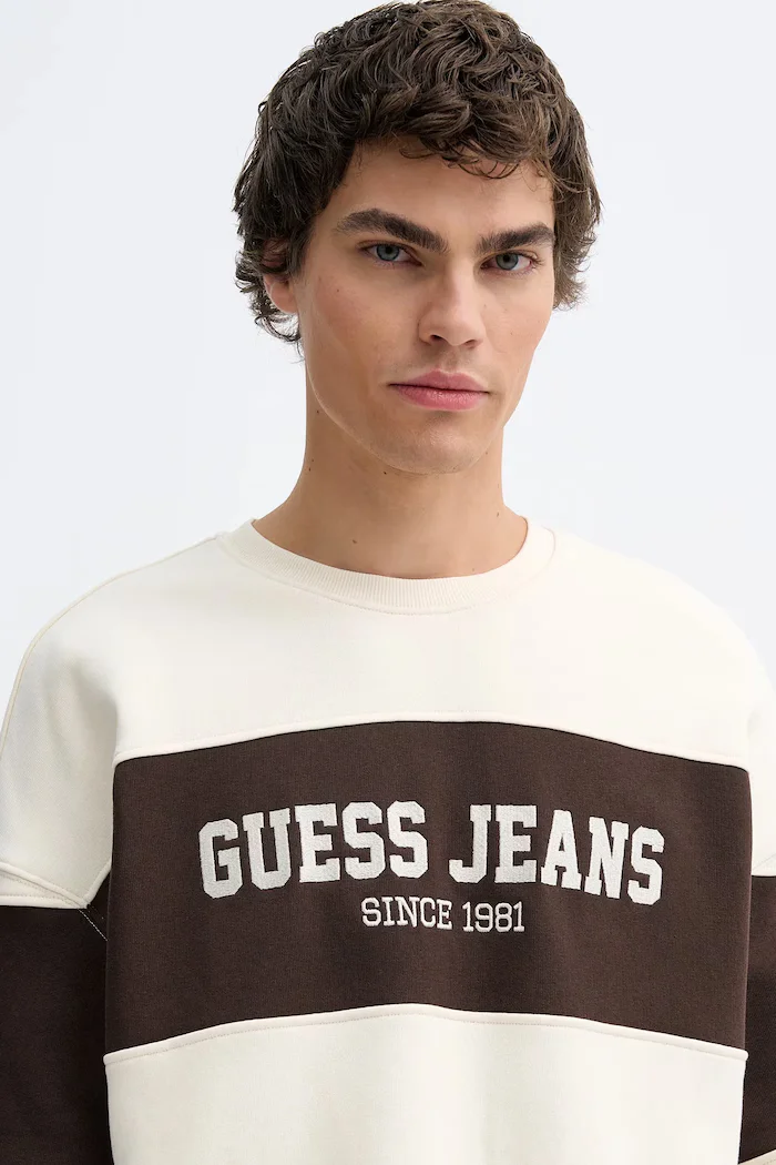 GUESS JEANS Суичър мъжки в бяло с десен M4BQ39 K9V31