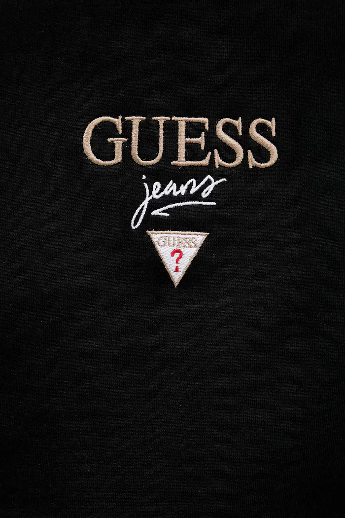 GUESS JEANS суичър с качулка дамски от памук черен W6RQ00 K68I4