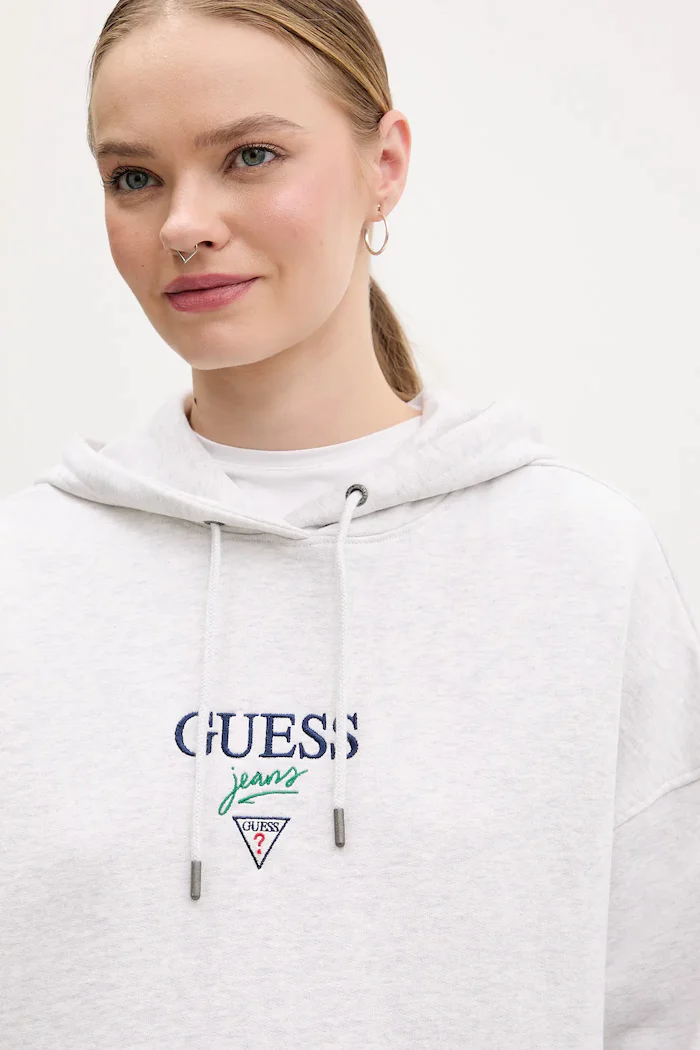GUESS JEANS суичър с качулка дамски от памук сив W6RQ00 K68I4