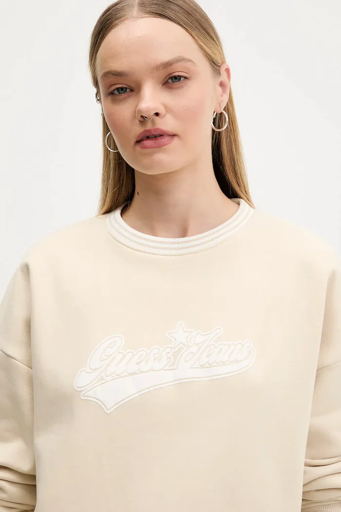 GUESS JEANS Суичър в бежово с принт W5BQ23 KC811