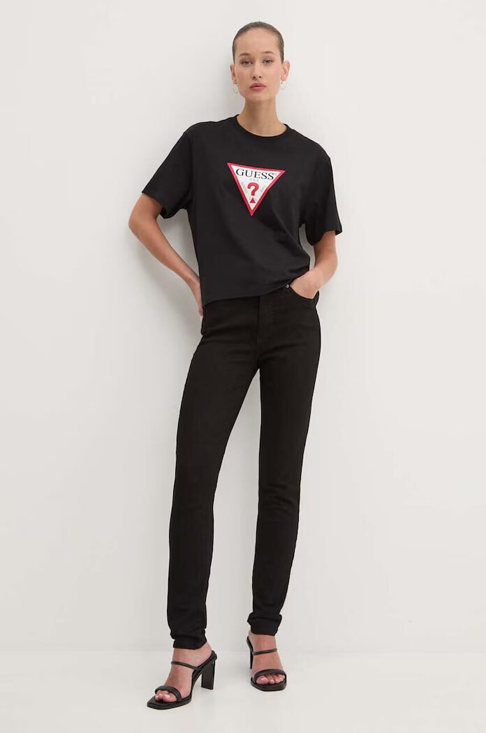 GUESS JEANS тениска basic дамска черна W4YI73 K8HM0